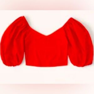 Abercrombie & Fitch Puff Sleeve Cropped Top Red Size XS fun, flirty, feminine